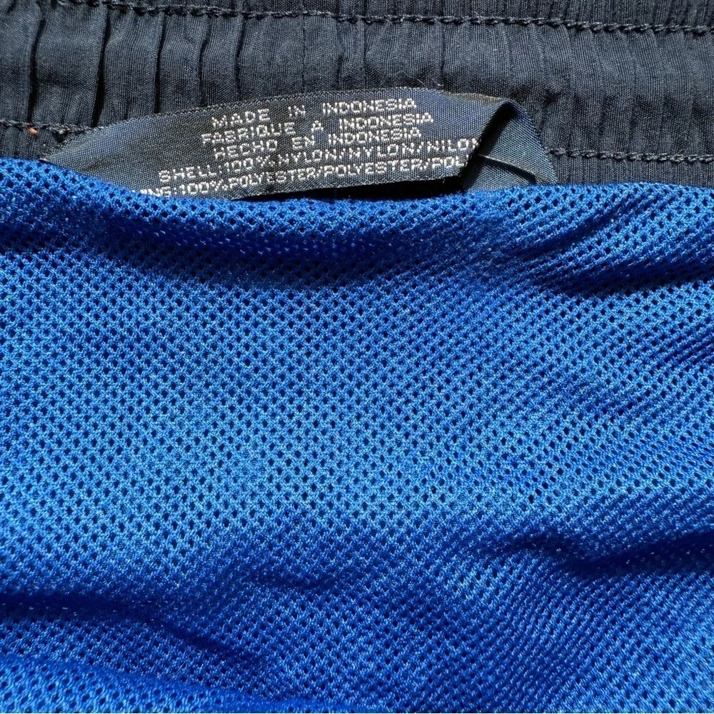 VINTAGE! 90’s Tommy Hilfiger 5” Men's Swim Trunks Blue & Orange Spell Out Logo